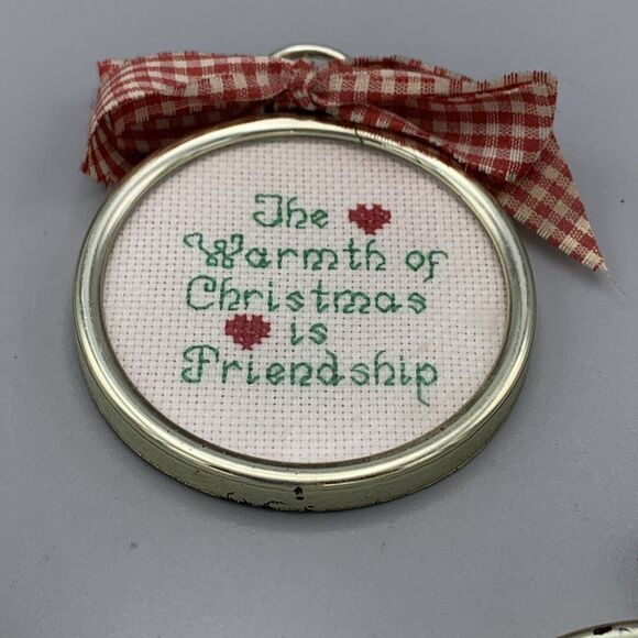 Vtg 3 Framed Cross Stitch Ornaments Nutcracker Ballet Mouse Christmas Friendship - Picture 8 of 10